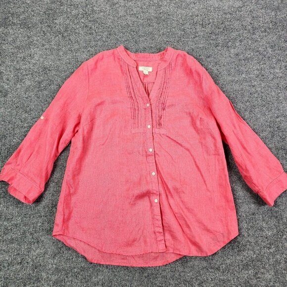 Charter Club Luxury Pink 100% Linen Salmon Pink - Picture 1 of 10